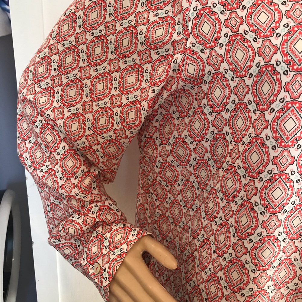 Foxcroft Patterned Button Front Blouse 16 - image 4